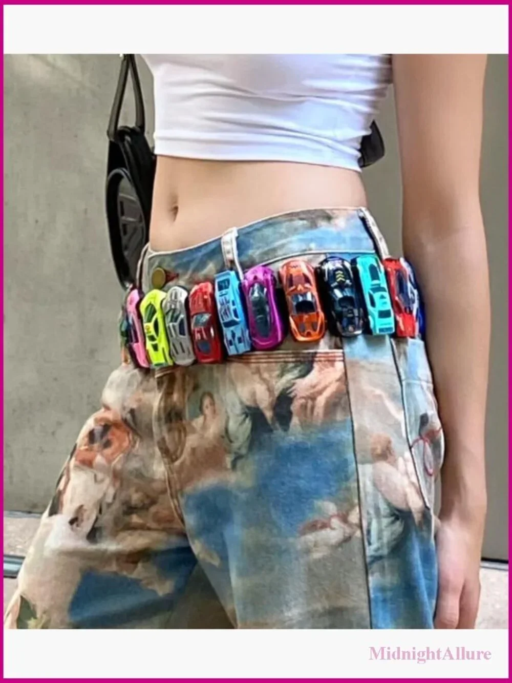 Y2K Toy Car Belt - Cute Vintage 2000s Faux Leather Adjustable Gothic Grunge